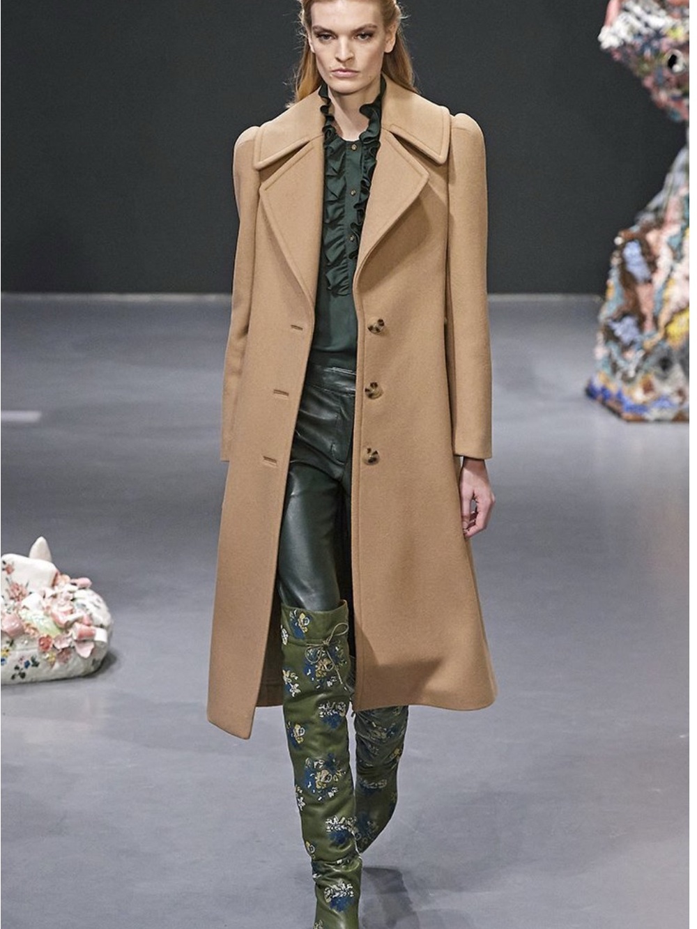 TORY BURCH - Camel Long Wool & Cashmere Blend Coat